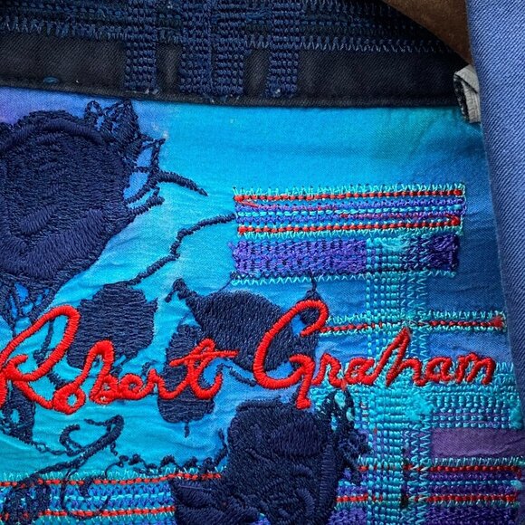 Robert Graham Navy Embroidered Button Down Shirt Men's Size XL - Picture 2 of 5